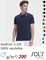  PRACTICE - 11365 polo marškinėliai vyrams su kontrastingos spalvos juostelėmis ant apykaklės ir rankogalių